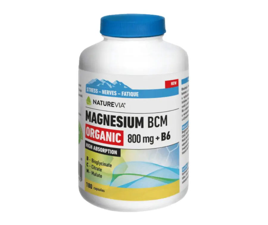 13919-naturevia magnesium organic bcm 800mg +b6 cps.180